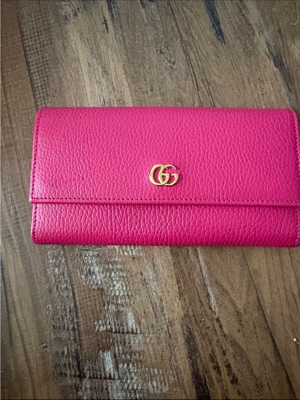 Gucci Hot Pink Pebbled Leather GG Continental Wallet